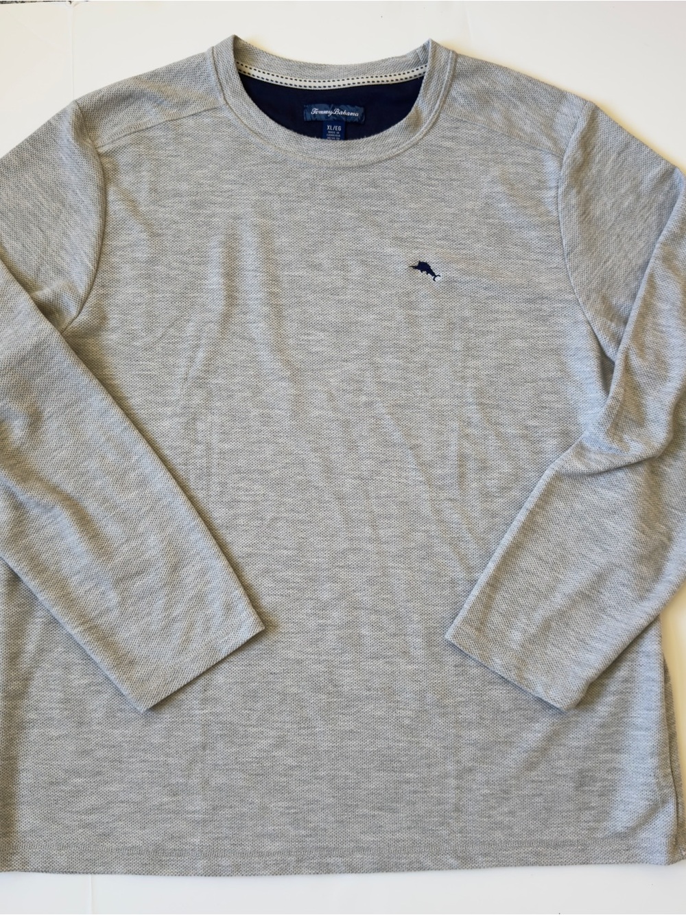 Tommy Bahama Men's Grey Crewneck Waffle Knit Long Sleeve Shirt XL